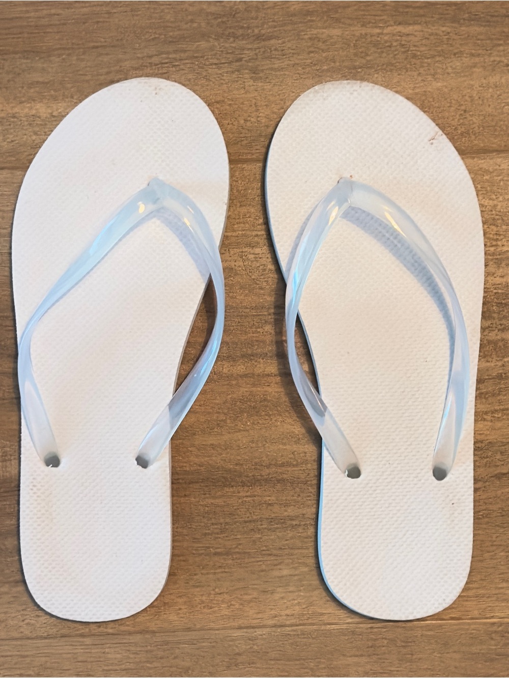 White Flip Flops with Clear Straps